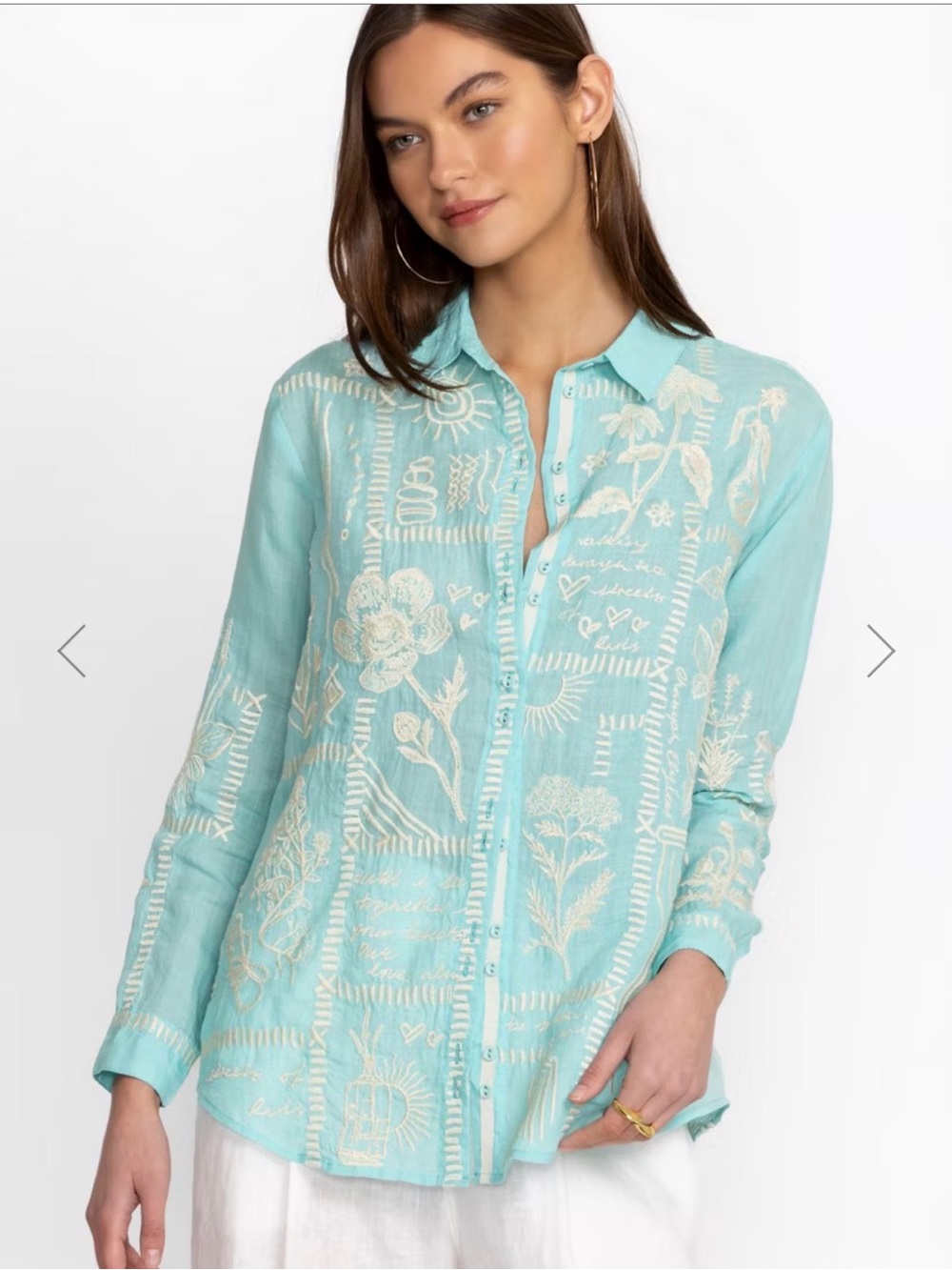 Johnny Was Workshop Botanique Double Button Oversized Shirt